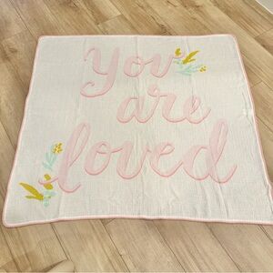Cloud Island Pink and White “You are loved” Muslin Swaddle Blanket